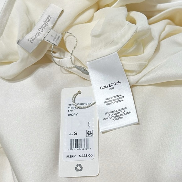 FAVORITE DAUGHTER High Rise Silky Satin Midi Favorite Skirt, Ivory, Small - Picture 7 of 11
